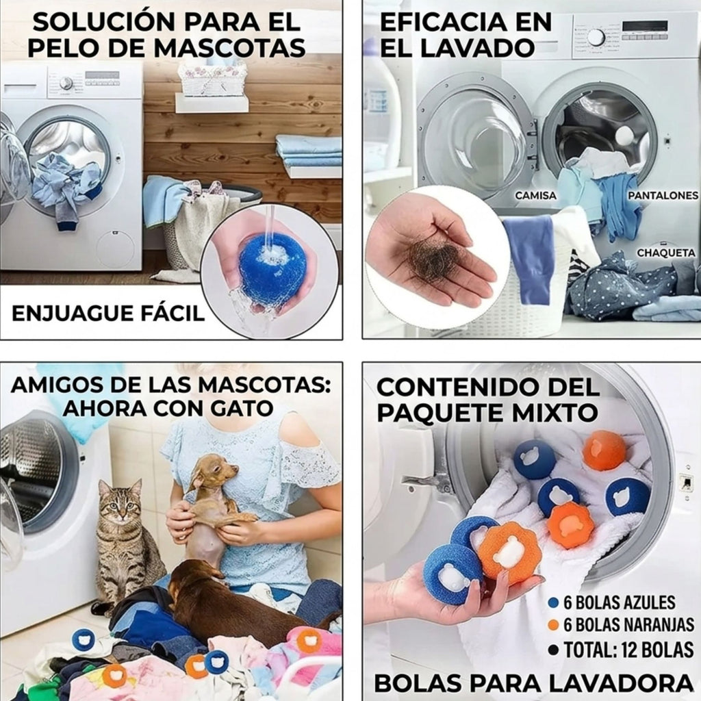 8 Bolas De Esponja Saca Pelusas Para Lavado