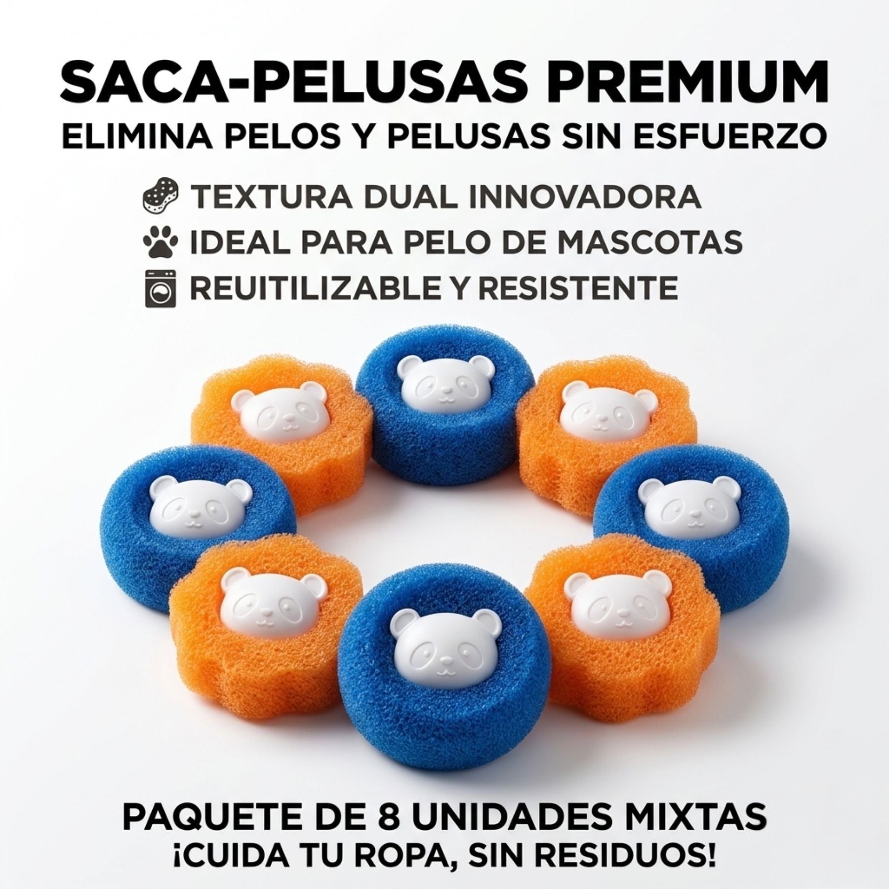 8 Bolas De Esponja Saca Pelusas Para Lavado