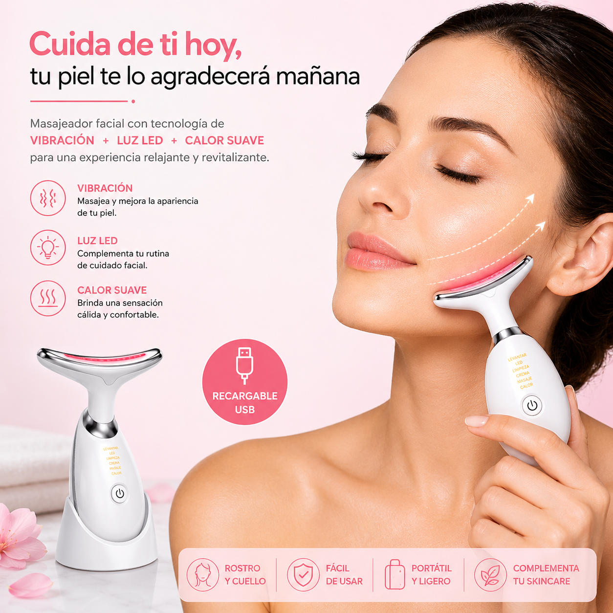 Masajeador Facial Led Antiarrugas