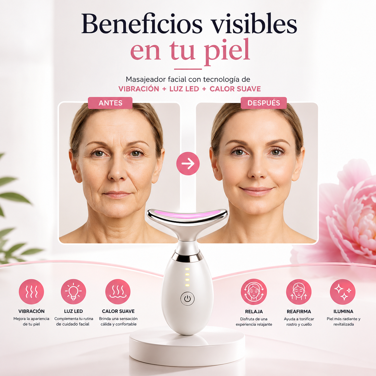 Masajeador Facial Led Antiarrugas