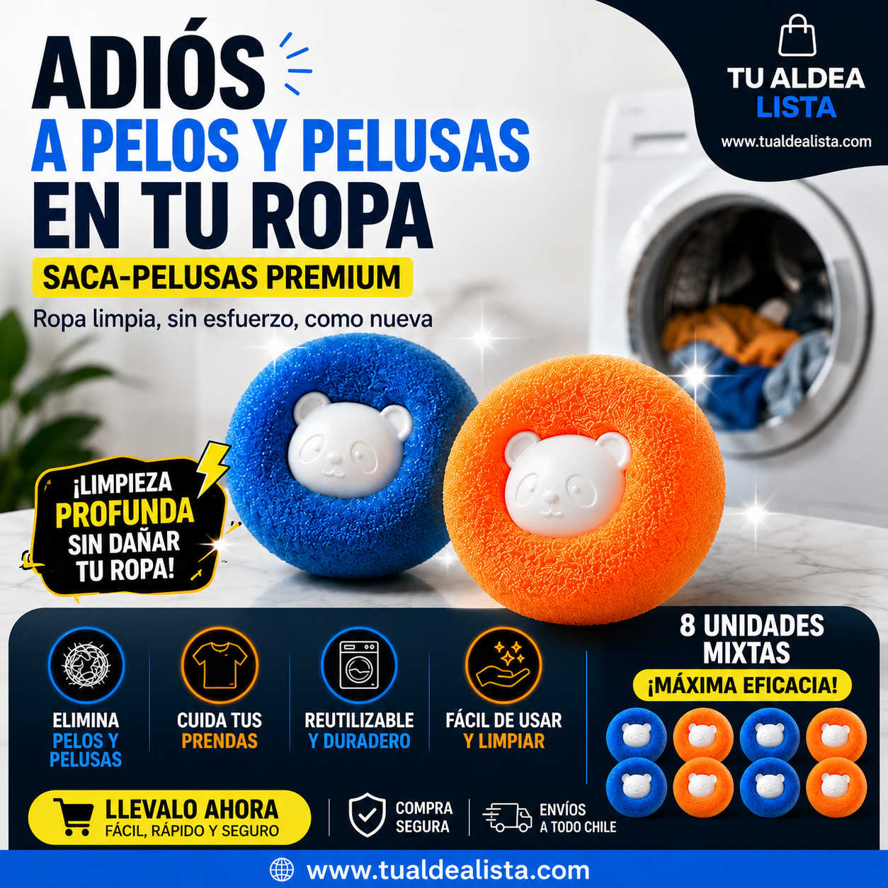 8 Bolas De Esponja Saca Pelusas Para Lavado